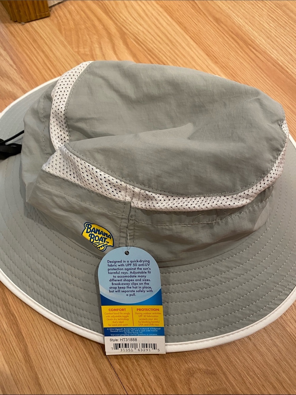 New Banana Boat Kids Lightweight UPF Sun Hat in Light Gray 4-6  yo